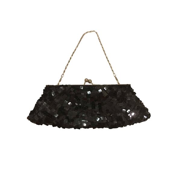 Fashionexpress sequin beaded clutch formal purse like new - Picture 1 of 3